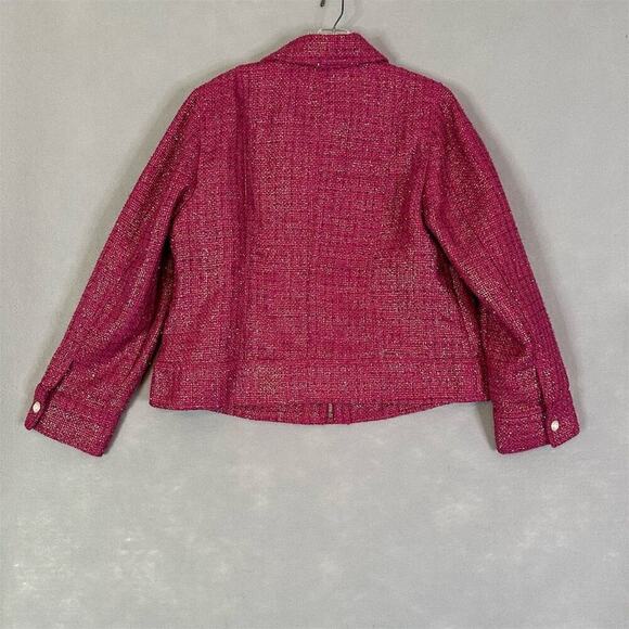 Chico's Jacket Women Size 12/14 Tweed Full Zip Glam Buttons Pockets Classic - Picture 2 of 16